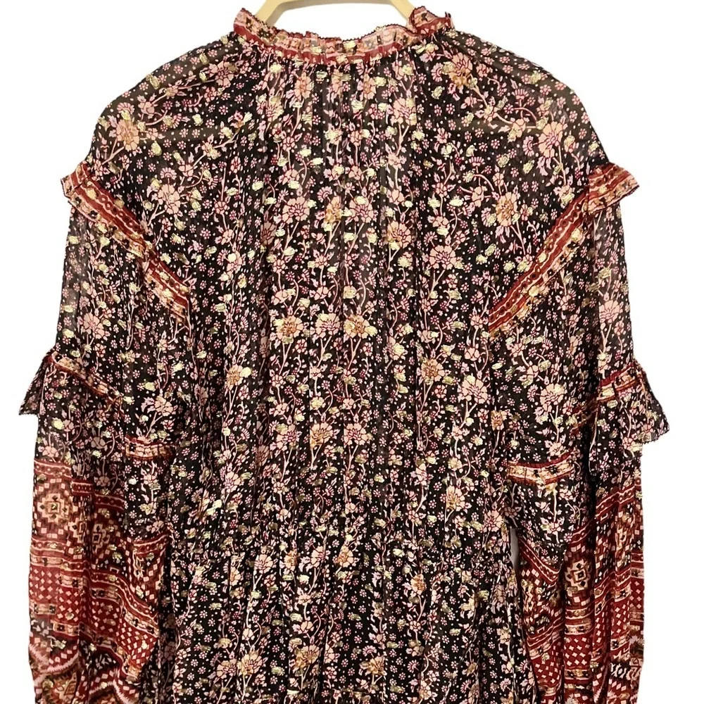 ULLA JOHNSON Erisa Silk Ruffled Boho Dress - Picture 10 of 16